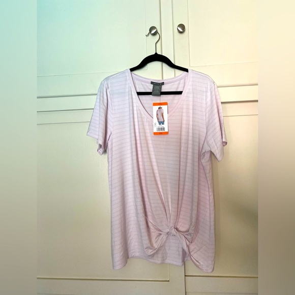 MATTY M PETAL PINK V-NECK SHORT SLEEVE TWIST FRONT TOP PLUS SIZE XXL 🌟NWT🌟 - Picture 4 of 15